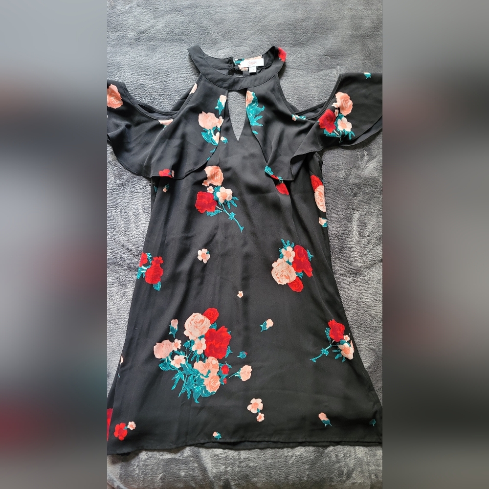 Floral Cold Shoulder Mini Dress
